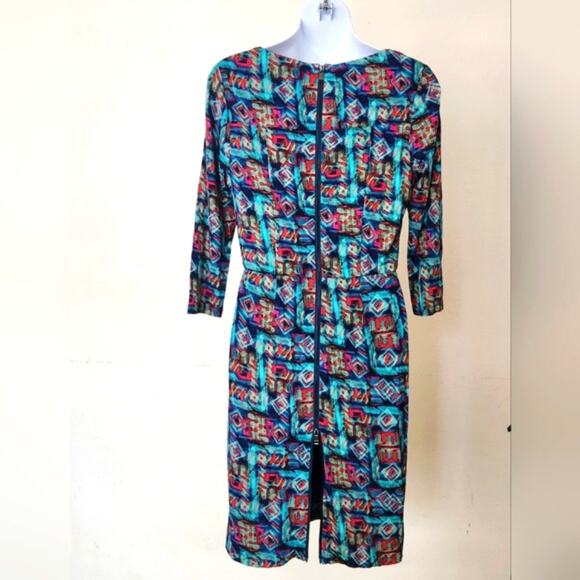MARC NEW YORK ANDREW MARC 3/4 Sleeves Geometric Print Bodycon Mini Dress Size 8 - Picture 3 of 11